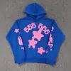 Sudadera con capucha de forro polar grueso de peso pesado 450 g, original de ultramar, para hombre, con estampado de espuma de Araña Sp5Der