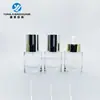 Em estoque 30ml marca grande mesmo estilo Oval plano fundo grosso frasco de líquido de essência frasco conta-gotas com cabeça plástica frasco de óleo essencial cosméticos
