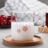 Taza de Vidrio Gruesa Linda Personalizada Alta de Borosilicato Resistente al Calor Taza de Té de Flores Oficina Transparente con Asa Taza de Agua Taza Vacía