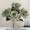 Manta Rosa de 7 Cabeças Simulada Flor Artificial Embossada Realista Decoração Suave para Casa Rosa Cappuccino Parede de Flores para Casamento