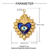 Colgante de Acero Inoxidable con Ojo de Diablo en Forma de Corazón Estilo Europeo y Americano para Mujer, Collar de Trébol de Cuatro Hojas Estrella y Luna, Colgante de Joyería de Acero de Titanio