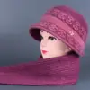 Sombrero de invierno para mujer de mediana edad y anciana, sombrero cálido para madre, grueso con forro polar, sombrero viejo, sombrero de cuenca para abuela, sombrero viejo de lana tejida