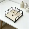 Em Estoque Suporte de Guardanapo de Ferro Arte em Ferro Nórdico Porta-Guardanapos Quadrado Suporte de Tecido de Metal para Mesa Porta-Tecido