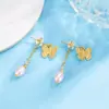 Nuevos Pendientes de Borla Mariposa Perla Rosa y Morado Estilo Chino 2024 Nuevos Pendientes Populares para Mujeres Sin Orejas Perforadas Pendientes Versátiles