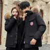 Chaqueta de Plumón Holgada para Hombre y Mujer, Plumón de Pato Blanco Cálido, Cuello Grande de Piel, Mono Chaqueta de Pareja, Multibolsillos, Con Capucha, Ganso Grande, Tendencia
