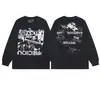 Melancolía Rico Segunda Generación Erd Boceto Graffiti Transfronterizo Nueva Moda Urbana Marca Casual Holgada Camiseta de Manga Larga con Estampado para Otoño