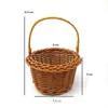 Cesta de Vime Tecida Manual para Homem Mini Cesta de Plástico Imitação de Vime Pequena Cesta DIY Cesta Decorativa para Arranjo de Flores Cesta de Saída de Ar para Flores Eternas
