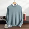 25 Otoño/Invierno Nuevo Suéter de Cachemir de Manga Larga de Color Sólido Suave y Cálido para Hombre con Cuello Medio Alto