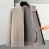 Cárdigan de Punto Rayado con Cuello Alto para Hombre de Otoño e Invierno con Forro Polar Agregado Chaqueta de Suéter Engrosada Casual Cálida Chaqueta Superior para Hombre