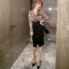 Primavera 2026 Nueva Ropa para Mujer Elegante Estampado Satín Patchwork Cintura Entallada Falso Dos Piezas Estampado de Leopardo Vestido 6140