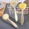 Paja de Trigo Cocina Mango Largo Cepillo para Lavar Ollas Cepillo para Limpiar Lavavajillas Cepillo para Limpieza Doméstica Cepillo para Platos Cepillo para Ollas Mango