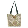 Bolso Grande Estilo Étnico Trendy Nacional Nuevo 2024 Bolso de Lona Cyber Celebrity Bolso Tote Tejido Bolso de Hombro Ins para Mujer