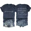 Camiseta de Talla Grande 100 kg con Estampado Creativo de Letras, Cuello en V y Manga Corta para Mujer, Top de Moda y Versátil para Verano