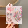 Caja de regalo de joyería para niños, juego de joyas para el cabello de niña pequeña, regalo de cumpleaños, collar de princesa, pendientes, caja portátil al por mayor