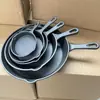 Conjunto de Panela de Ferro Fundido de Três Peças, Frigideira Sem Revestimento, Frigideira Pequena para Ovos, Frigideira Antiaderente Doméstica, Conjunto de Utensílios de Cozinha de Ferro Fundido Tradicional