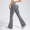 Calças Boca de Sino Yoga Caneladas Estilo Europeu e Americano Transfronteiriço para Mulheres, Cintura Alta, Controle da Barriga, Calças Compridas Esportivas de Fitness Ligeiramente Flare