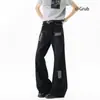 Calça Jeans Flare Estilo Punk Americana para Homens, Estilo de Rua de Verão com Design de Rebites, Calça Rasgada, Calça Longa Casual Slim-Fit Tendência