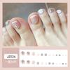 Ventas Directas de Fábrica Verano Cortos Estilo Francés Uñas Portátiles Borde Blanco Pedrería Brillante Parches para Uñas de los Pies Parches de Manicura Removibles