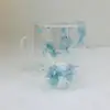 Taza de Vidrio de Doble Capa de Alto Borosilicato con Flores Secas, Exclusivamente para Ventas Transfronterizas, Taza de Café para el Hogar, Resistente a Altas Temperaturas, Taza de Vidrio Hecha a Mano con Flores Reales
