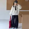Sudadera para Niñas Primavera y Otoño 2026 Nueva Moda Infantil Cuello Peter Pan Estilo Universitario Conjunto de Otoño para Niños Mayores Manga Larga