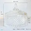 Decoração de Mesa de Vidro Esculpido Padrão Diamante Estéreo para Carro Casual Transparente Recipiente de Armazenamento para Joias Doces Cotonetes