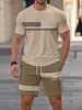 Verão Transfronteiriço Temu Conjunto Casual Duas Peças Masculino Estampado 3D Camiseta de Manga Curta + Shorts