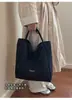 Bolsa de Mão de Lona Grande Capacidade Estilo Casual para Mulheres, Bolsa Tote para Ir ao Trabalho e Fazer Compras, Bolsa Tote Cor Sólida Estilo Coreano