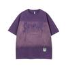 Camisetas Americanas da Moda com Estampa de Letras Tie-Dye em Degradê para Homens e Mulheres, Tops Fashion Soltos Estilo Casal de Manga Curta