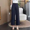 Pantalones Ajustados de Pierna Ancha Azul Oscuro Personalizados para Mujer Primavera/Otoño 2026 Adelgazantes con Caída Súper Bonitos Petite Nueve