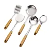 Espátula de aço inoxidável colher de sopa coador pá de fritar colher de arroz pá de cozinha doméstica utensílios de cozinha conjunto de cinco peças