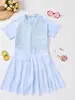 Traje de Baño Infantil para Niñas de una Pieza Estilo Falda 2026 Nuevo Verano Lindo Traje de Baño de Color Degradado para Niños Mayores y Estudiantes