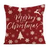 Serie de Almohadas de Ciervo y Copo de Nieve Transfronteriza Nueva Nórdica Funda de Cojín Estampada en Lino Funda de Almohada Roja de Navidad