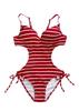Novo Maiô Sexy Listrado de Uma Peça da Moda Feminino Cobrindo a Barriga Emagrecendo Casual para Férias Moda Praia Roupa de Banho Feminina