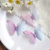 Pacote com 3 Borboletas de Tule 3D de Camada Dupla de 5cm para Acessórios de Cabelo DIY Feitos à Mão, Materiais de Decoração, Brincos de Maquiagem Facial Estilo Antigo Hanfu