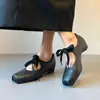 Zapatos de Ballet Estilo Crema 2026 de Piel de Oveja con Cordones, Aumento Oculto de Altura, Boca Baja, Diseño de Nariz de Cerdo, Zapatos de Cuero para Todas las Estaciones