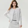 Kang Sai Ni 100% Caxemira Feminino Outono/Inverno Novo Gola Redonda Estilo Coreano Simples Tricô Renda Cardigan Manga Longa Peça de Exterior