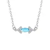 Collar de Zirconia Azul para Mujer Estilo Ins Nicho Cadena de Clavícula de Acero Inoxidable Elegante Collar Literario Nuevo Estilo Otoño e Invierno
