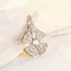 El Mismo Estilo Que El Del Popular Influencer: Collar con Colgante Yongzhanzhanmei, Colgante de Molino de Viento Giratorio con Forma de Flor de Trébol de Cuatro Hojas, Chapado en Oro K