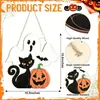 Placa de Porta de Madeira com Caveira, Fantasma, Teia de Aranha e Abóbora - Best-Seller Transfronteiriço da Amazon para Halloween - Decoração de Casa, Enfeite Pendurado