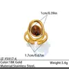 Anillo de acero inoxidable bañado en oro estilo europeo y americano con piedra ojo de tigre, una pieza de joyería lujosa y de alta gama con piedra ojo de tigre natural y acero de titanio, diseñado para ser duradero y resistente a la decoloración