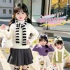 Suéter con Volantes Estilo Coreano para Niñas Otoño/Invierno 2026 Nueva Moda Infantil Elegante Top de Punto para Niña Pequeña