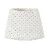 Atacado de roupas femininas transfronteiriças 2026 nova saia-calça curta de cintura alta com poá e renda, corte A, justa ao quadril, doce, versátil