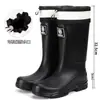 2026 Novo Modelo Botas de Chuva Femininas de Cano Médio, Sapatos de Água Antiderrapantes para Exterior, Botas de Borracha de Trabalho Fashion com Solado Grosso e Forro de Lã, Quentes