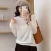 Otoño e invierno nuevo suéter de Merino ultrafino para mujer color sólido fino cuello redondo manga larga suéter pulóver para mujer al por mayor