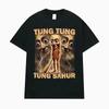 Tung Tung Sahur Meme Engraçado de Taco de Beisebol Camiseta Moda Masculina