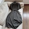 2026 Vestido de Ácido Acético con Cuello Peter Pan, Reductor de Edad, Color Sólido Estampado, Elegante Vestido Largo, Venta al por Mayor H02Eq2580