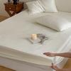 Lençol de Baixo Matelassado Reto de Algodão Puro Capa de Cama Matelassada de Algodão Puro Peça Única Capa de Colchão Cor Pura Capa Protetora Simmons