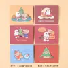 Tarjeta de felicitación navideña de niña de dibujos animados linda, tarjeta pequeña en blanco para Navidad, festividades, agradecimiento y buenos deseos