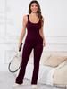 Macacão Peça Única, Esportivo de Secagem Rápida, Sensação de Segunda Pele, Afina a Cintura, Roupa Fitness Bumbum de Pêssego, Calça Longa Flare, Macacão de Yoga