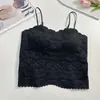 Camisola de Renda para Mulheres, Novo Estilo com Bojos Fixos, Borda Ondulada Anti-Exposição, Lindo Design nas Costas, Top para Usar por Baixo
